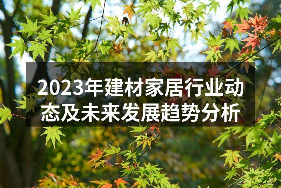 2023年建材家居行业动态及未来发展趋势分析